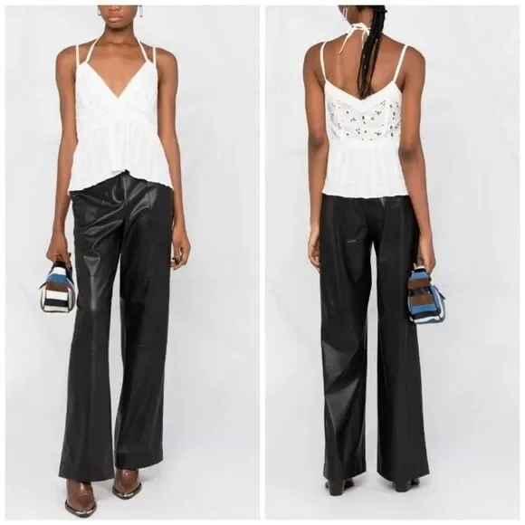 IRO Mireya Eyelet Strappy Halter Neck Peplum Top - Picture 4 of 14